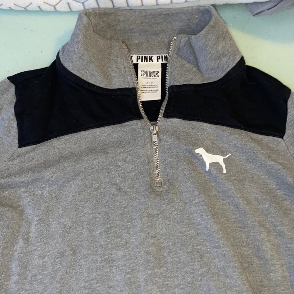PINK Victoria’s Secret quarter zip grey with a little black on the back